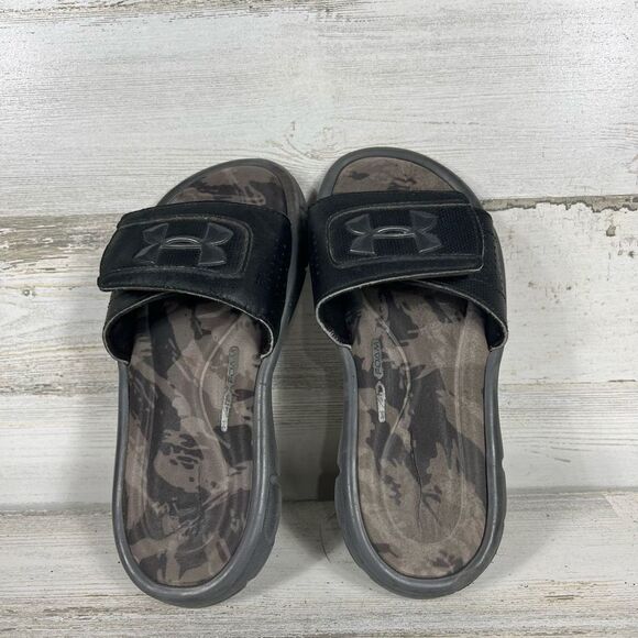 Under Armour Boys Slides Sandals 4D Foam Logo Strap Black Size 1Y - Picture 5 of 7